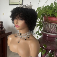 Perruques Courtes Bouclées Afro Kinky Abordables, Perruques Pixie Bouclées, Perruques Naturelles Brésiliennes en Cheveux Humains en Gros pour Femmes Noires