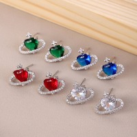 Pendientes de botón de corazón cósmico y planeta, de latón bañado en plata con micro pavé de circonita cúbica, diseño de anillo de órbita y estrella del universo, joyería de moda elegante para regalo