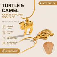 Collar con Colgante de Tortuga y Camello, Chapado en Oro de 18K, Acero Inoxidable, Joyería de Moda para Mujer
