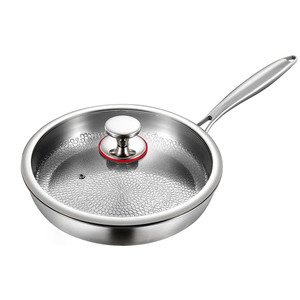 Poêle à frire en acier titane à motif martelé, sans revêtement, antiadhésive, en acier composite multicouche - Product Image 6