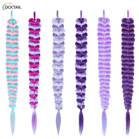 Tresses de couleur lavande pour enfants, prix de gros usine, design en forme de cœur, queues de cheval pour enfants avec élastique