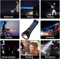Linterna LED de Mano E-SHIDAI Solar/Recargable de 1000 Lúmenes, Impermeable, con Luz Estroboscópica de Emergencia, Garantía de 12 Años (2 Piezas)