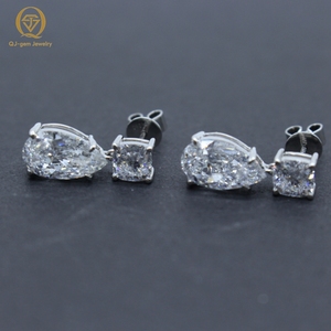 Pendientes de Diseño Sencillo en Oferta, con Diamantes Cultivados en Laboratorio con Corte Pera y Cojín, Certificado IGI, Oro Blanco de 18K de Alta Calidad, para Regalo - Product Image 2