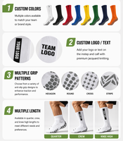 Calcetines de Fútbol Personalizables para Hombre, Antideslizantes, con Puntos de Goma, para Otoño, MOQ Bajo, para Jóvenes y Hombres, de Tubo Medio, con Base Antideslizante