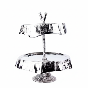 Aluminum Metal Cake <b>Stand</b> for Christmas Party 2 Tier Wedding Cake <b>Stand</b> Melting Design Folding <b>Cupcake</b> Candy <b>Stand</b> - Product Image 1