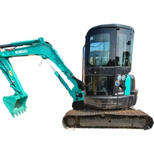Excavatrice sur chenilles Kobelco SK55SR, équipement de construction hydraulique vert - Product Image 1