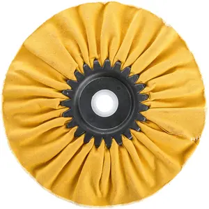 14\" x 5\" x 1-1/4\" 16 camadas de abrasivo de 16 camadas para máquina de polimento industrial, fresa de algodão amarelo, rodas de buffer para vias aéreas usadas