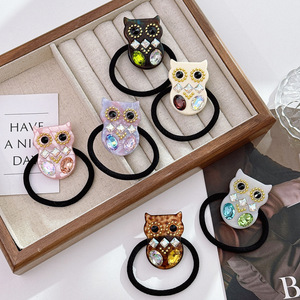 Hot Bán Đàn Hồi Acetate Owl Tóc Sợi Dây Thừng Với Rhinestone Phim Hoạt Hình Đuôi Ngựa Bện Ban Nhạc Cao Su Tóc Tie Phụ Kiện Cho Cô Gái Ngọt Ngào - Product Image 1