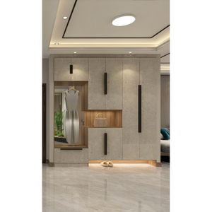 Meuble d'entrée en bois de style américain moderne, organisateur de buanderie intégré sur mesure, patère à manteaux, banc à <span class=keywords><strong>chaussures</strong></span>, grande capacité <span class=keywords><strong>pour</strong></span> couloir - Product Image 3