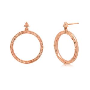 Pendientes de aro grandes populares chapados en oro 18K simples con latón - Product Image 5