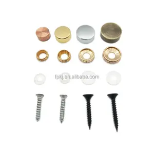 Capuchon décoratif à vis miroir poli en acier inoxydable doré personnalisé couvercle d'extrémité rond avec rondelle - Product Image 1