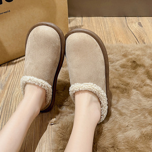 Bottes d'hiver en daim de vache, style rétro, fourrure moelleuse, à bout ouvert, pour femmes, nouvelle collection 2024 - Product Image 2