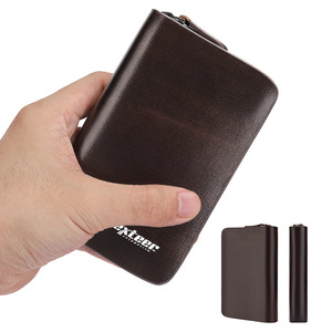 Porte-clés en cuir véritable avec fermeture éclair et emplacements pour cartes, en cuir de vachette brun foncé, pour un usage quotidien - Product Image 4