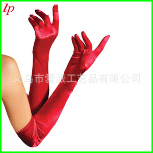 Gants longs en satin Love Party, rouge, vert, noir, blanc, en spandex et polyester, pour mariages et soirées formelles LPCG020 - Product Image 2