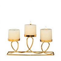Support de bougie moderne en métal doré avec trois supports de bougies, écologique, romantique, personnalisable, décoration pour la maison et les mariages