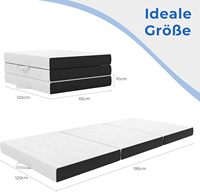 Matelas de chambre moderne pliable, taille Queen, 4 pouces, mousse à mémoire de forme portable, pliable en trois, avec housse lavable et repliable