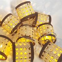 Bougie en rotin de style vintage, lampes solaires à led pour l'extérieur, lanterne en osier artisanale, lampe de jardin décorative