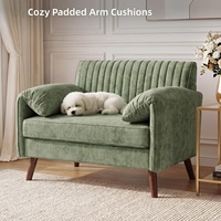 Fauteuil de lecture moderne surdimensionné 43 pouces en chenille verte avec dossier matelassé et passepoil, accoudoirs rembourrés, pieds en bois, en PU, pour salon