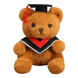 هدية التخرج المخصصة أستاذ الدب تيدي شعار المدرسة حيوانات محشوة القطيفة لعب مخصص دببة التخرج بالجملة