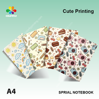 Carnet à spirale A4 COLORFLY, couverture imprimée avec des motifs de dessins animés mignons, journal, bloc-notes à spirale pour étudiants, impression personnalisée
