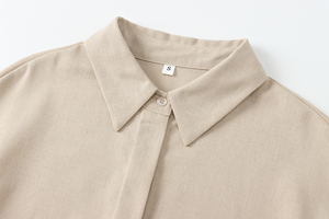 <span class=keywords><strong>3</strong></span> colorway lần lượt xuống cổ áo nút lên dài tay áo màu rắn thời trang giản dị áo cánh cho phụ nữ - Product Image 5