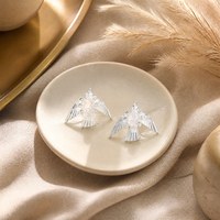 Boucles d'oreilles clous colombe plaqué argent incrustées de cristal blanc, bijoux d'oreille vintage en forme d'animal pour femme, base en cuivre