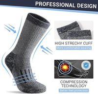 Chaussettes en laine mérinos pour hommes, rembourrées, pour le trekking, le cyclisme, le travail, la randonnée en plein air, les sports