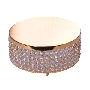 Toptan fabrika fiyat Metal + kristal boncuklar altın düğün pastası standı D300mm * H120mm CE & Rohs sertifikalı - Product Image 3