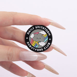 Daily Shitstorm Survivors Club esmalte Pin divertido lluvia nube Arco Iris broche solapa insignia divertido joyería accesorios regalo para amigos - Product Image 4