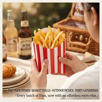 Cajas Desechables Rayadas para Papas Fritas, Vasos Resistentes al Aceite para Llevar, Cajas de Papel para Pollo Frito y Snacks, en Stock al por Mayor