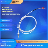 Capteur de température à résistance platine Pt1000 de haute précision Sonde RTD PT1000 étanche, résistante à la corrosion et à haute température