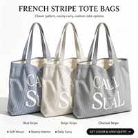 Sac fourre-tout en toile de coton rayé avec logo personnalisé, grande capacité, écologique, réutilisable, 6oz 8oz 10oz 12oz 14oz 16oz