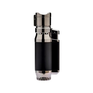 Wholesale custom inflatable torch lighter quadruple jet flame cigar lighter New Design Metal refillable gas lighter