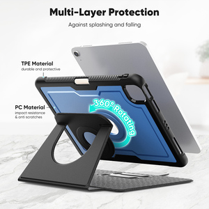 Anti-Val Pu Lederen Tablethoes Voor <span class=keywords><strong>Ipad</strong></span> <span class=keywords><strong>Air</strong></span> 11 2024 2025/Lucht <span class=keywords><strong>4</strong></span>/Lucht 5 Verstelbare Roterende Standaard Potloodhouder Etui - Product Image 4