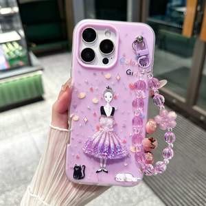 <span class=keywords><strong>Coque</strong></span> <span class=keywords><strong>de</strong></span> téléphone portable en TPU <span class=keywords><strong>de</strong></span> style français pour iPhone 15, motif floral cerise papillon, avec support <span class=keywords><strong>de</strong></span> téléphone portable, dans un sac OPP - Product Image 4