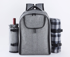 Ensemble de sacs à dos isothermes pour pique-nique pour 4 personnes avec couverts, assiettes, verres à vin, porte-bouteille, couverture, sac à déjeuner pour camping en plein air - Product Image 2