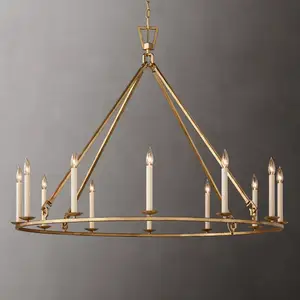 Luce del pendente in oro Vintage decorazione del ristorante in acciaio inossidabile con candela per sala da pranzo con lampadario a Led