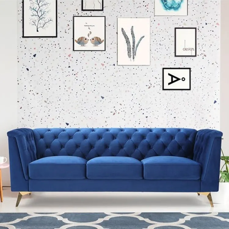 Conjunto de sofás tapizados de lujo para el hogar, set de sofás tapizados modernos de 3 plazas, estilo nórdico para sala de estar y el hogar