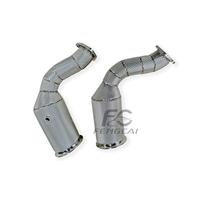 Header Knalpot Downpipe Berinsulasi 200CELL High Flow untuk Porsche Cayenne Turbo GT 4.0T 2022-2024 Pipa Performa SS304 Upgrade