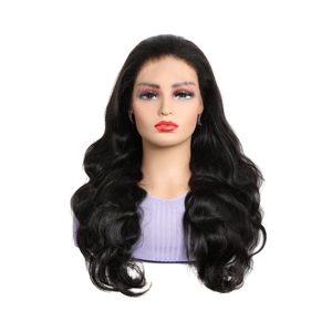 Parrucca Corta Ondulata con Frontale in Pizzo, <span class=keywords><strong>Capelli</strong></span> Umani Vergini per Donne di Colore, Parrucca Frontale HD Completa, Densità 180%, 18 Pollici - Product Image 3