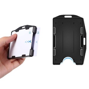 E-commerce dual-use <b>ID</b> card <b>holder</b> with two card slots, black plastic, for employee badges, factory badges, school badges, and - Product Image 5