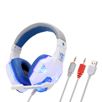 Écouteurs filaires antibruit + Microphone casque de jeu, son surround sur l'oreille, jeu, LED RGB Light, casque de jeu