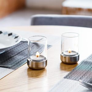 Silver Plated Metal and Glass Tealight <b>Candle</b> Holder for Wedding & Home Tabletop Lights Decoration <b>Tea</b> Light Holder - Product Image 2