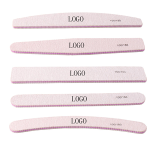 Professional Emery Board Manicure Pedicure Art Tools Custom Logo Double-Sided Nail File Set 180 /100 Grit Nail File