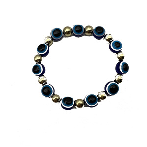Turkish Blue Eye Elastic Beaded <b>Bracelet</b> Zinc Alloy Unisex Gift Jewelry <b>Bracelet</b> <b>Ball</b> Shape Simple Evil Eye Design - Product Image 5