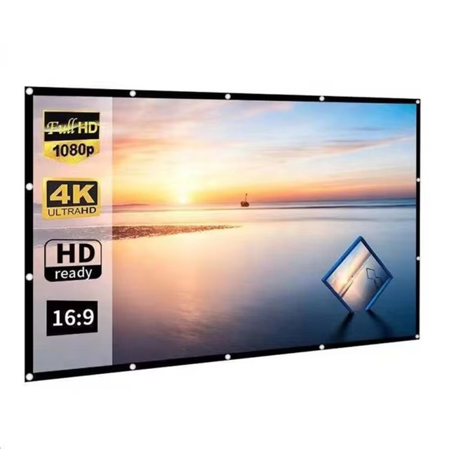 VIY Round Packing Wall Mounted 100 Inch 16:9 4:3 Portable Folded Projector Screen
