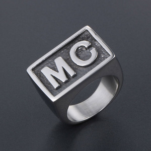 Mc Letter <b>Ring</b> Titanium Steel Unisex Fashion Jewelry Gift Wide Band Index Finger <b>Ring</b> - Product Image 2