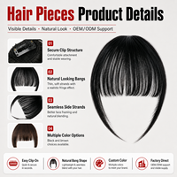 Extensions de cheveux synthétiques à clipser, franges marron foncé avec pattes d'ange, pour femmes, usage quotidien, vente en gros usine