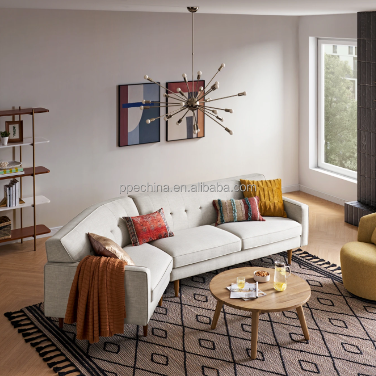 Wholesale sofa set for living room fabric seats size simple modern corner sofa Nordic linen washable sofa set furniture