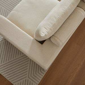 99-Inch Boneless Couch Chaise L-Shaped Modern Upholstered Sectional <b>Sofa</b> Set Three Pillows Corduroy PU Cover Living Room - Product Image 5